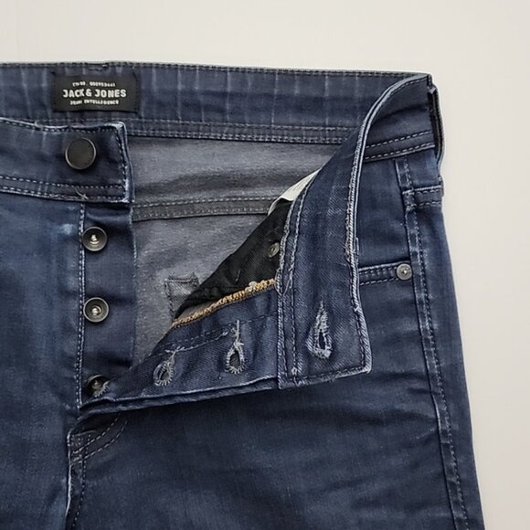 Jack And Jones Regular Fit Clark Jeans Intelligence Dark Blue Denim Size 30 - Picture 5 of 16